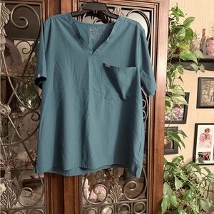 Figs Ocean Blue V-Neck Short Sleeve Top